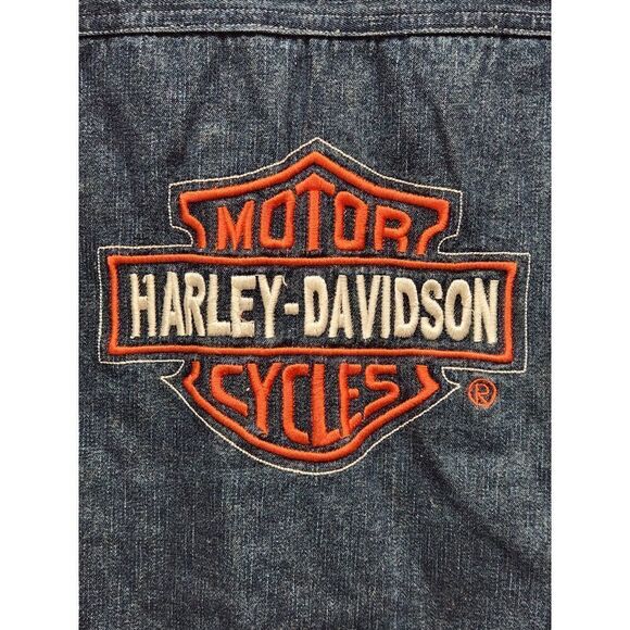 Harley Davidson Boys Denim Button Up Long Sleeve Logo Shirt Jacket, XL/20 - Picture 10 of 12